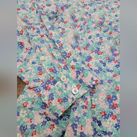 Talbots Casual Long Sleeve Button Down Shirt Floral Blue Women's Plus Size 2X - Picture 3 of 7